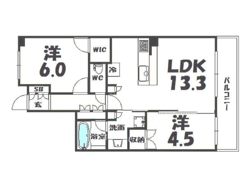 ジ・アーバネックス上町台龍造寺UMM(2LDK/地下階)の間取り写真
