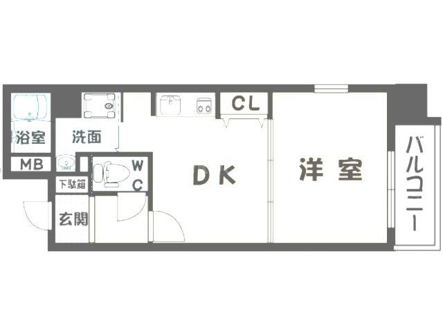 レークス新大阪ウエストUMM(1DK/地下階)の間取り写真