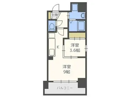 アクアプレイス南堀江UMM(1LDK/地下階)の間取り写真