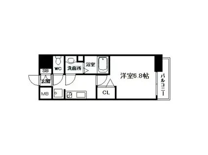 スワンズシティ新大阪ヴィーヴォUMM(1K/地下階)の間取り写真