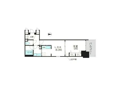 ラシュレ天満橋UMM(1LDK/地下階)の間取り写真