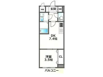 レオンコンフォート新大阪ウインズFNA(1DK/地下階)の間取り写真