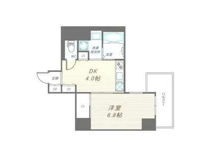 ララプレイス大阪城ヴェステンUMM(1DK/地下階)の間取り写真