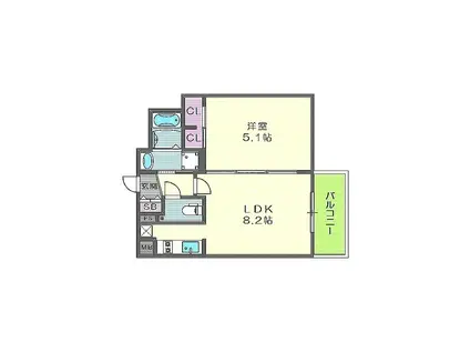 スワンズシティ梅田シエロUMM(1LDK/地下階)の間取り写真
