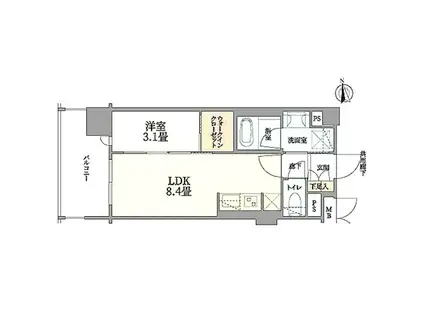 リビオレゾン天王寺真田山FNA(1LDK/地下階)の間取り写真