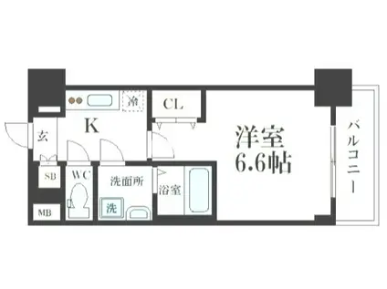 レジュールアッシュアーバンイールUMM(1K/地下階)の間取り写真