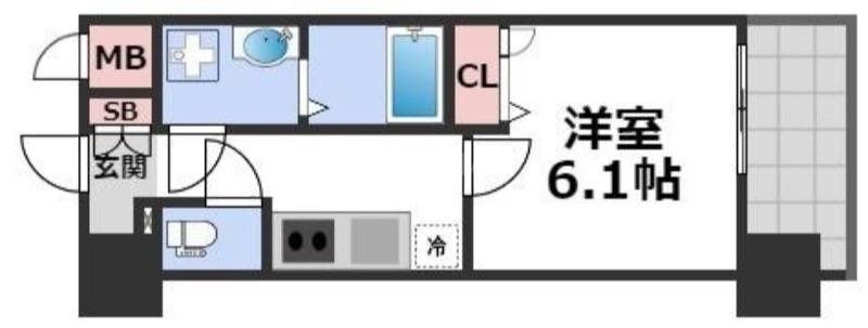 レジュールアッシュ天王寺クレアUMM(1K/地下階)の間取り写真