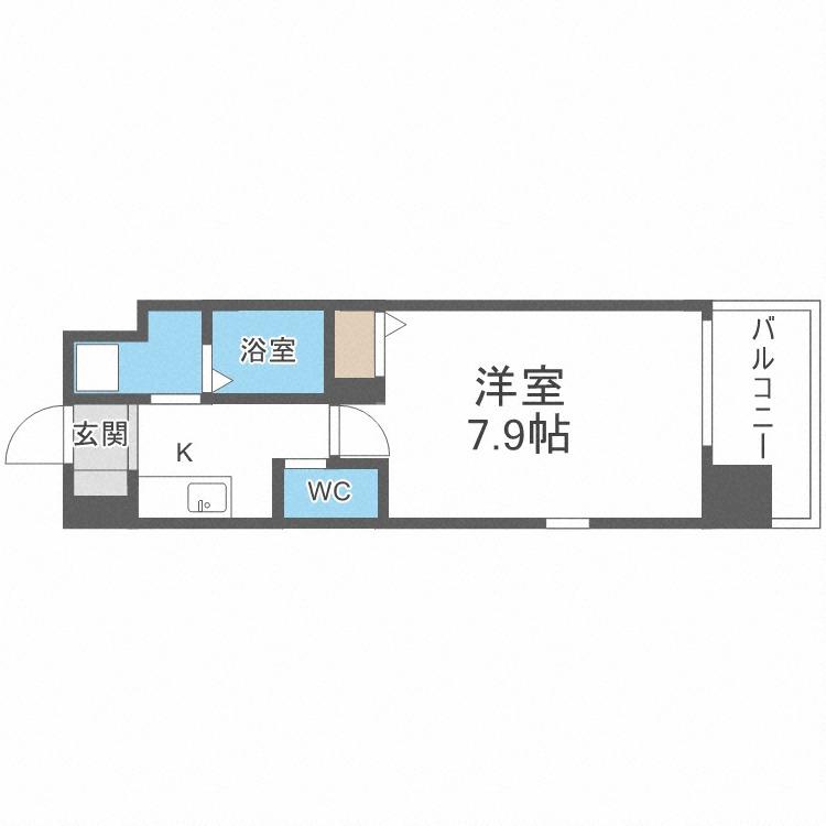 リヴィアス難波ルノンUMM(1K/地下階)の間取り写真