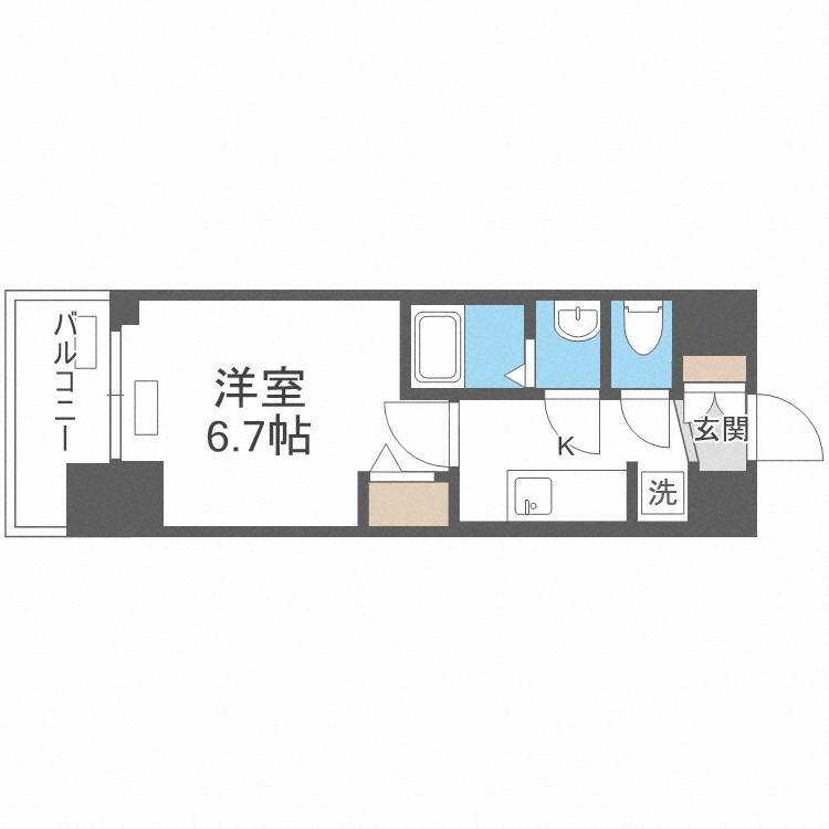 プレサンス谷町九丁目ディセオUMM(1K/地下階)の間取り写真