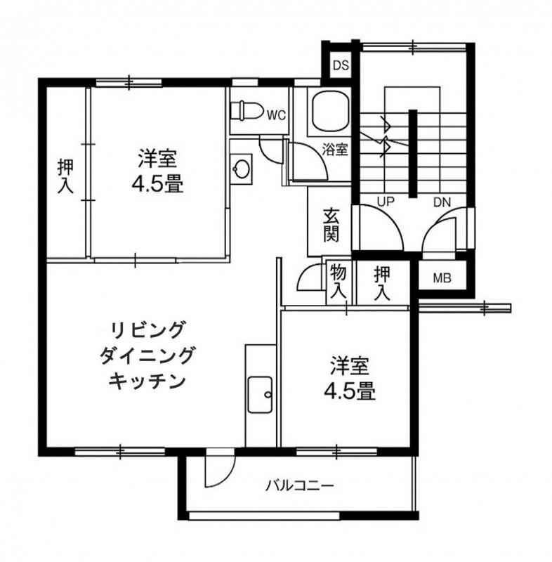 ビレッジハウス仙台鶴ケ谷二丁目11号棟(2LDK/1階)の間取り写真