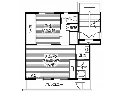 ビレッジハウス足利葉鹿1号棟(1LDK/4階)の間取り写真