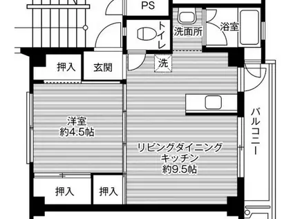 ビレッジハウス坂本 1号棟(1LDK/3階)の間取り写真