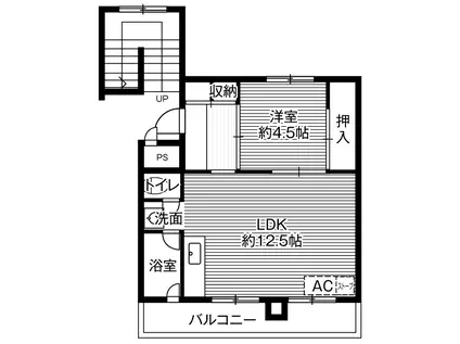 ビレッジハウス広里1号棟(1LDK/4階)の間取り写真