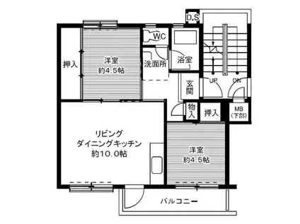ビレッジハウス笹川13号棟(2LDK/2階)の間取り写真
