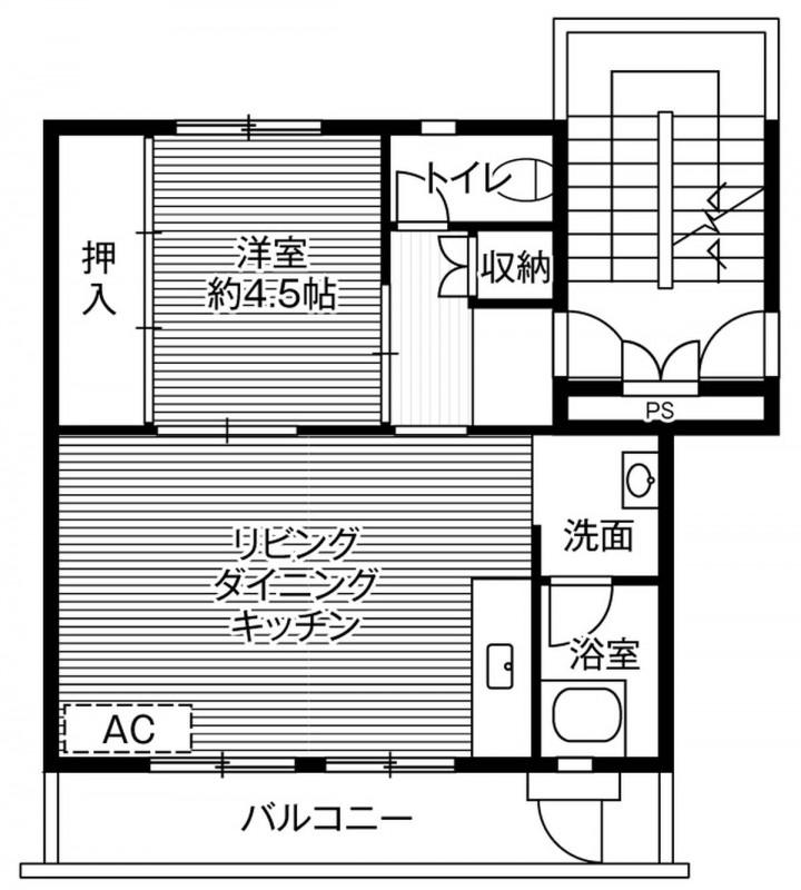 ビレッジハウス中込1号棟(1LDK/5階)の間取り写真