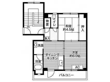 ビレッジハウス中新田1号棟(2DK/3階)の間取り写真