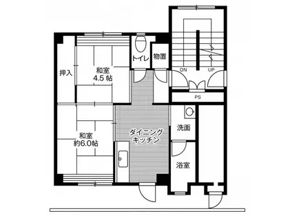 ビレッジハウス湖山 2号棟(2DK/3階)の間取り写真