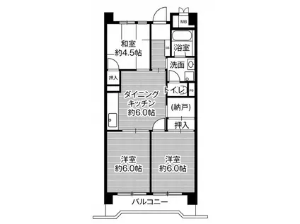 ビレッジハウス港島タワー1号棟(3DK/7階)の間取り写真
