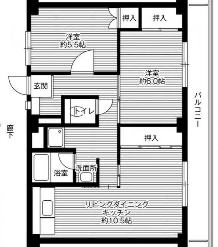 ビレッジハウス亀崎 1号棟(2LDK/4階)の間取り写真