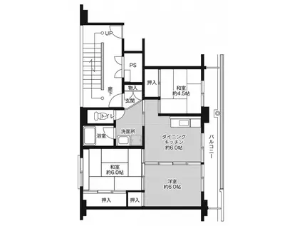 ビレッジハウス平賀2号棟(3DK/3階)の間取り写真
