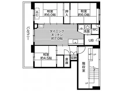 ビレッジハウス恵み野1号棟(2LDK/1階)の間取り写真