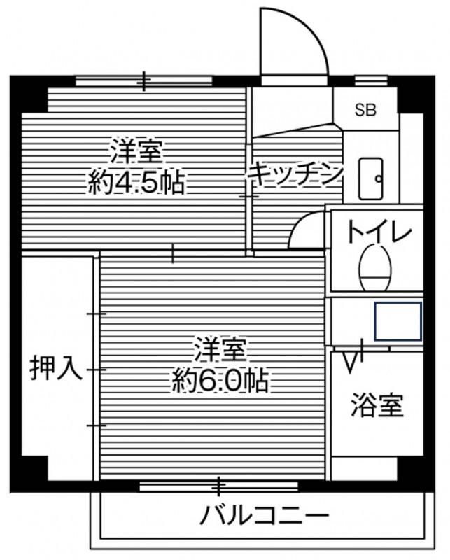 ビレッジハウス市原1号棟(2K/3階)の間取り写真