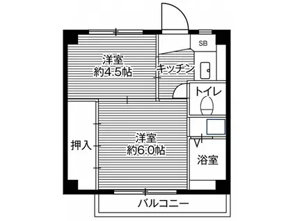 ビレッジハウス川井宿6号棟(2K/1階)の間取り写真