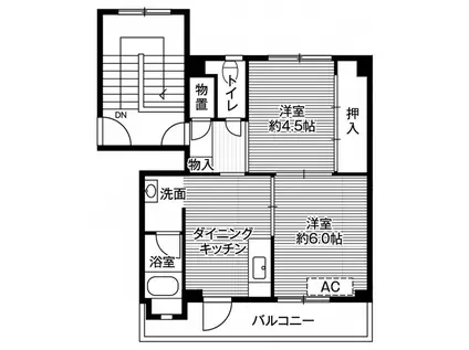 ビレッジハウス富山南2号棟(2DK/2階)の間取り写真