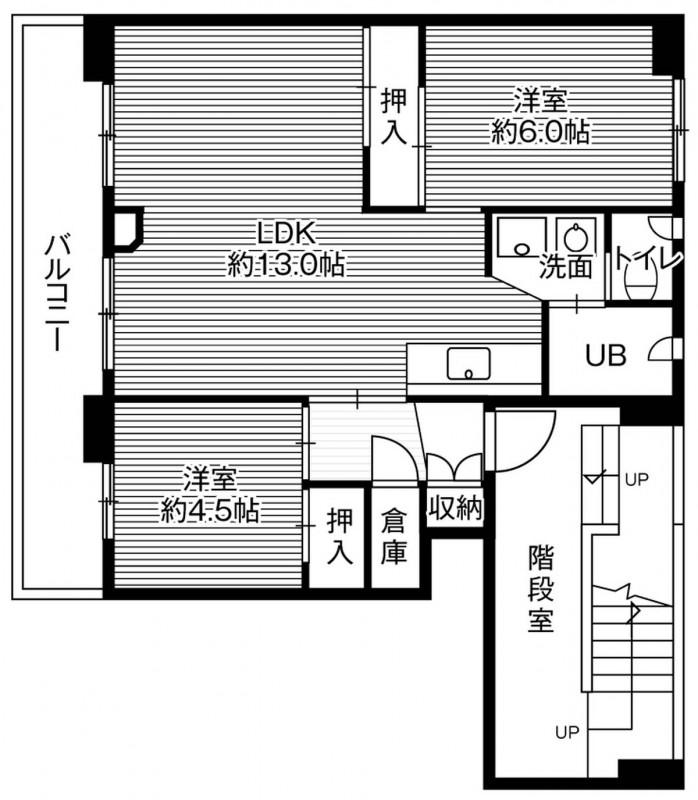 ビレッジハウス静内2号棟(2LDK/3階)の間取り写真