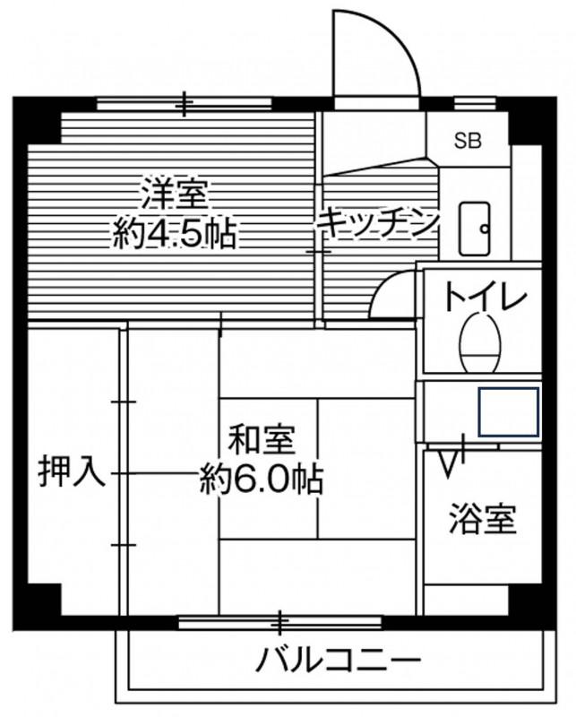 ビレッジハウス川井宿6号棟(2K/5階)の間取り写真