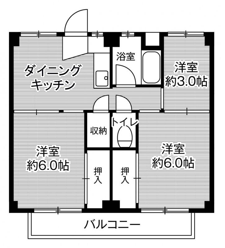 ビレッジハウス野田3号棟(2LDK/2階)の間取り写真