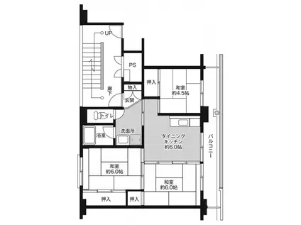 ビレッジハウス大和2号棟(3DK/1階)の間取り写真
