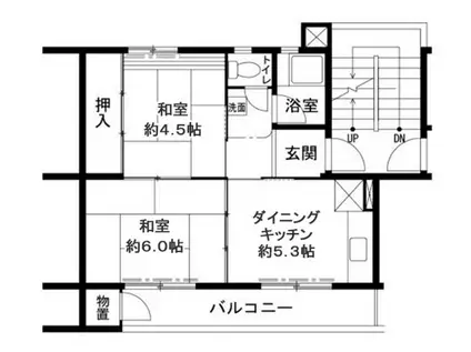 ビレッジハウス鳴滝28号棟(2DK/2階)の間取り写真