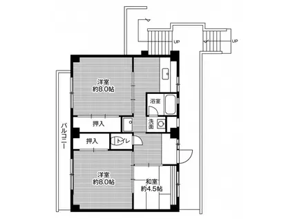 ビレッジハウス津田 1号棟(3DK/4階)の間取り写真