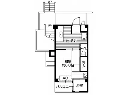 ビレッジハウス上尾8号棟(1DK/4階)の間取り写真