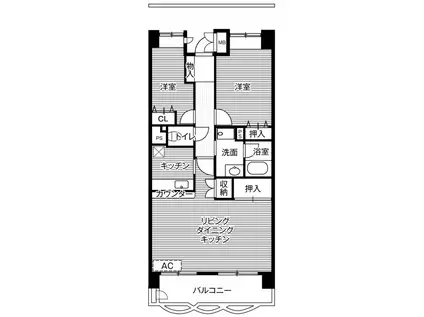 ビレッジハウス東松山タワー1号棟(2LDK/7階)の間取り写真