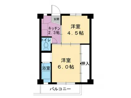 ビレッジハウス愛島5号棟(2K/3階)の間取り写真