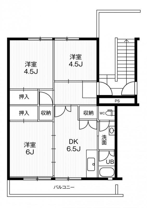 ビレッジハウス井之口2号棟(3DK/7階)の間取り写真