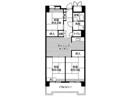 ビレッジハウス品川八潮タワー 1号棟(3DK/8階)の間取り写真