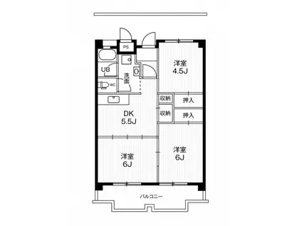 ビレッジハウス一宮タワー2号棟(3DK/2階)の間取り写真