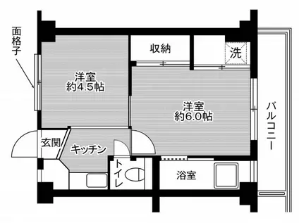 ビレッジハウス安積1号棟(2K/1階)の間取り写真