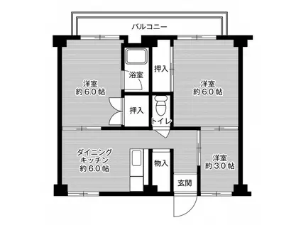ビレッジハウス鈴蘭台1号棟(3DK/1階)の間取り写真