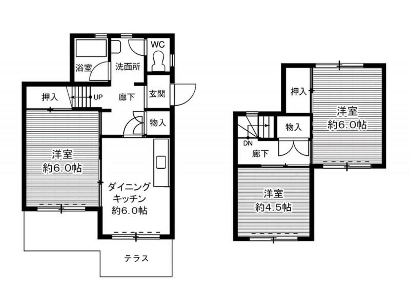 ビレッジハウス笹川45号棟(3DK/1階)の間取り写真
