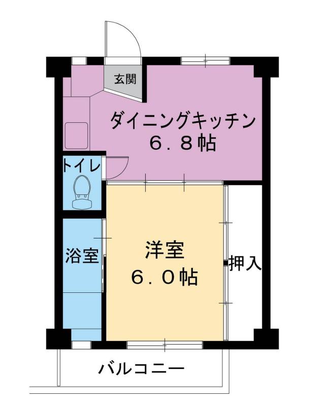 ビレッジハウス牛山4号棟(1DK/2階)の間取り写真