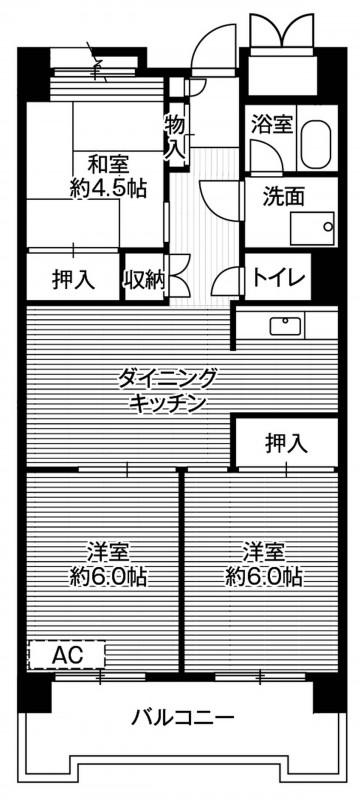 ビレッジハウス品川八潮タワー 1号棟(3DK/14階)の間取り写真