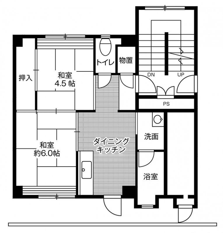 ビレッジハウス湖山 1号棟(2DK/5階)の間取り写真
