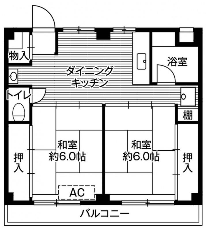 ビレッジハウス鎌ケ谷3号棟(2DK/4階)の間取り写真