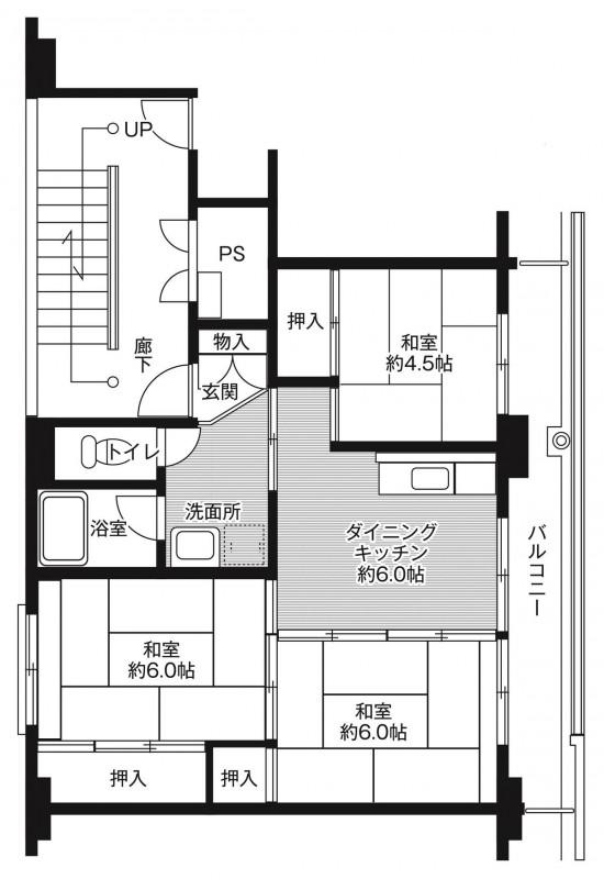 ビレッジハウス上尾向原4号棟(3DK/2階)の間取り写真