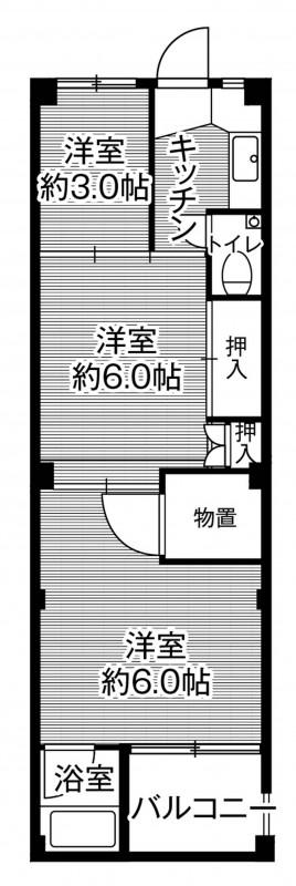 ビレッジハウス下更地2号棟(3K/2階)の間取り写真