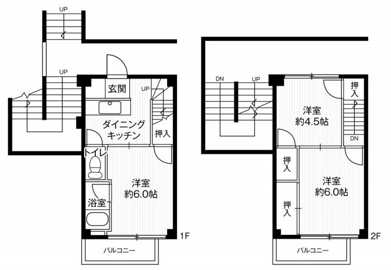 ビレッジハウス鈴蘭台1号棟(3DK/1階)の間取り写真